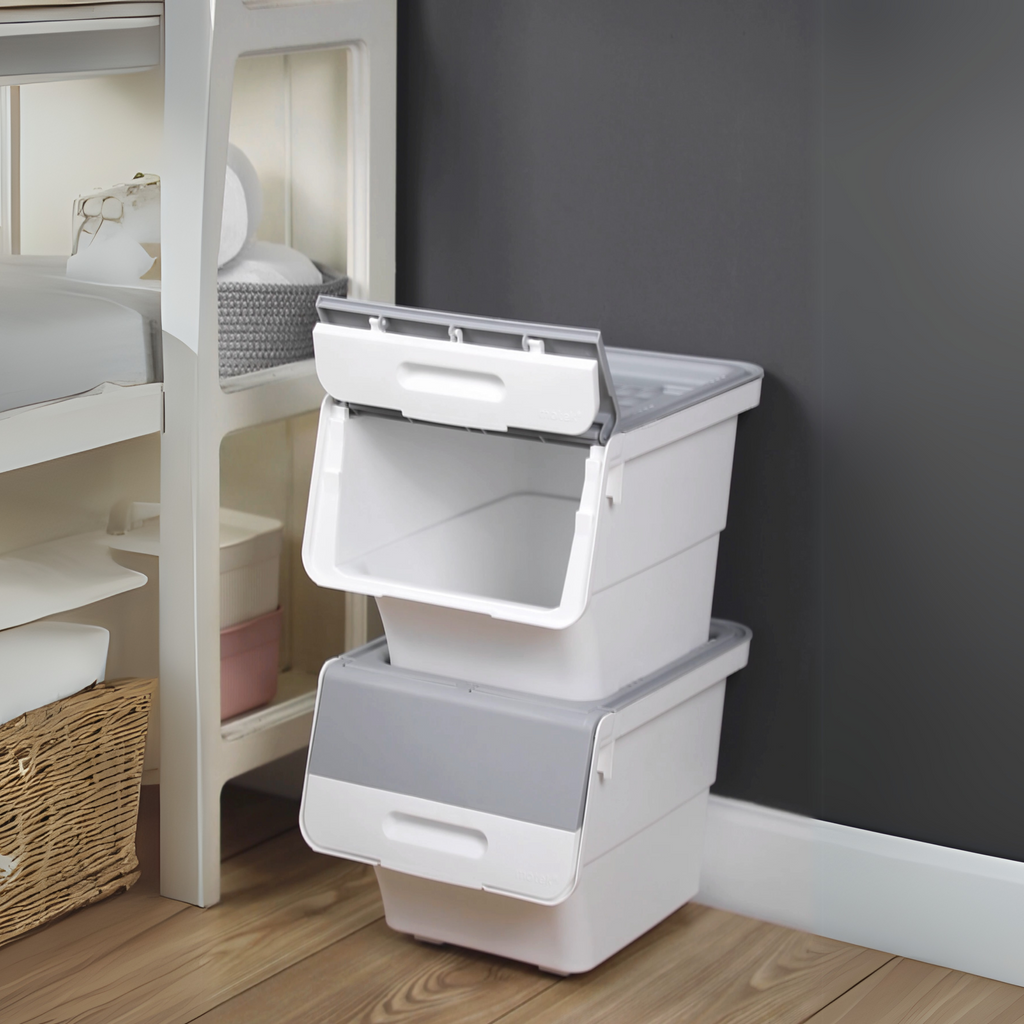 Stackable Storage Organiser Wheeled Toy Box (Grey 3x12LT)