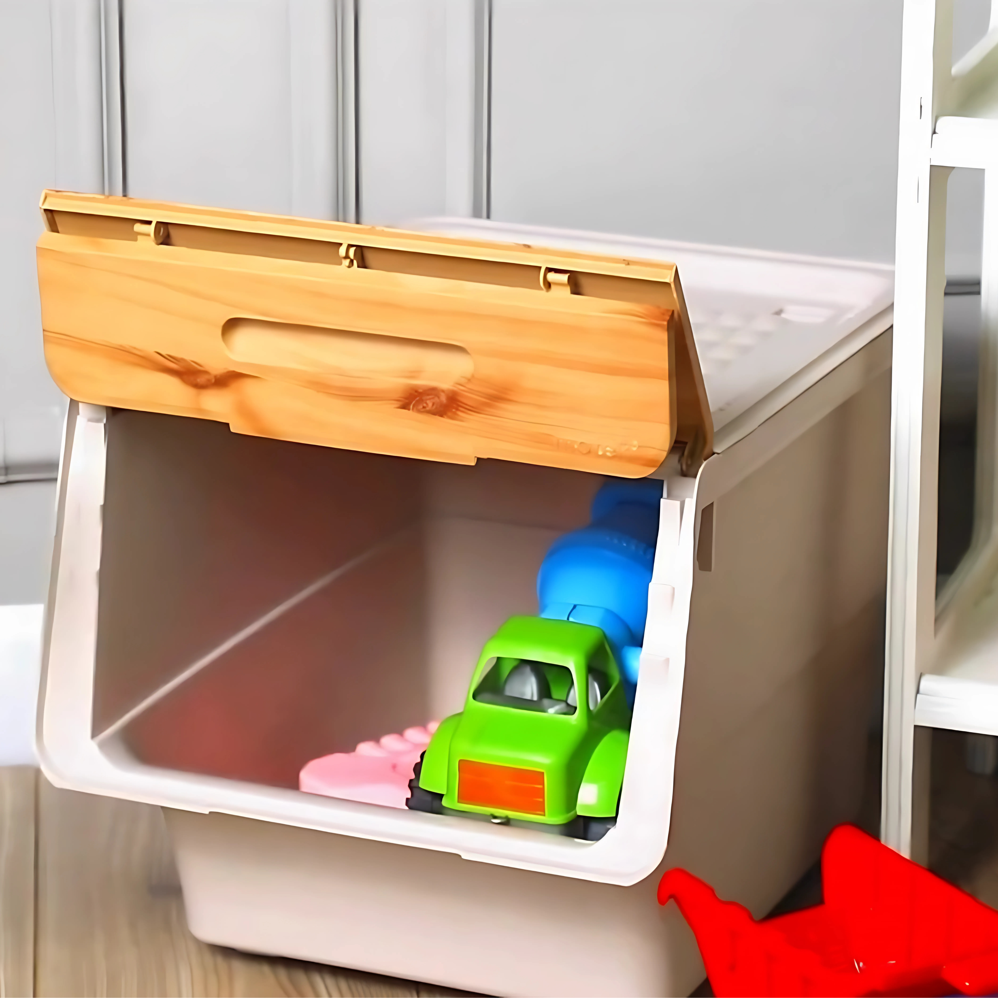 Stackable Storage Organiser Wheeled Toy Box (Bamboo 3x33LT)