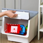 Stackable Storage Organiser Wheeled Toy Box (Grey 3x12LT)