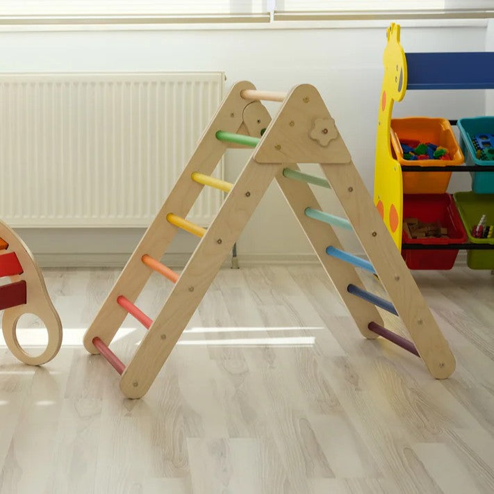 Wooden Rainbow Foldable Pikler Triangle and Arch