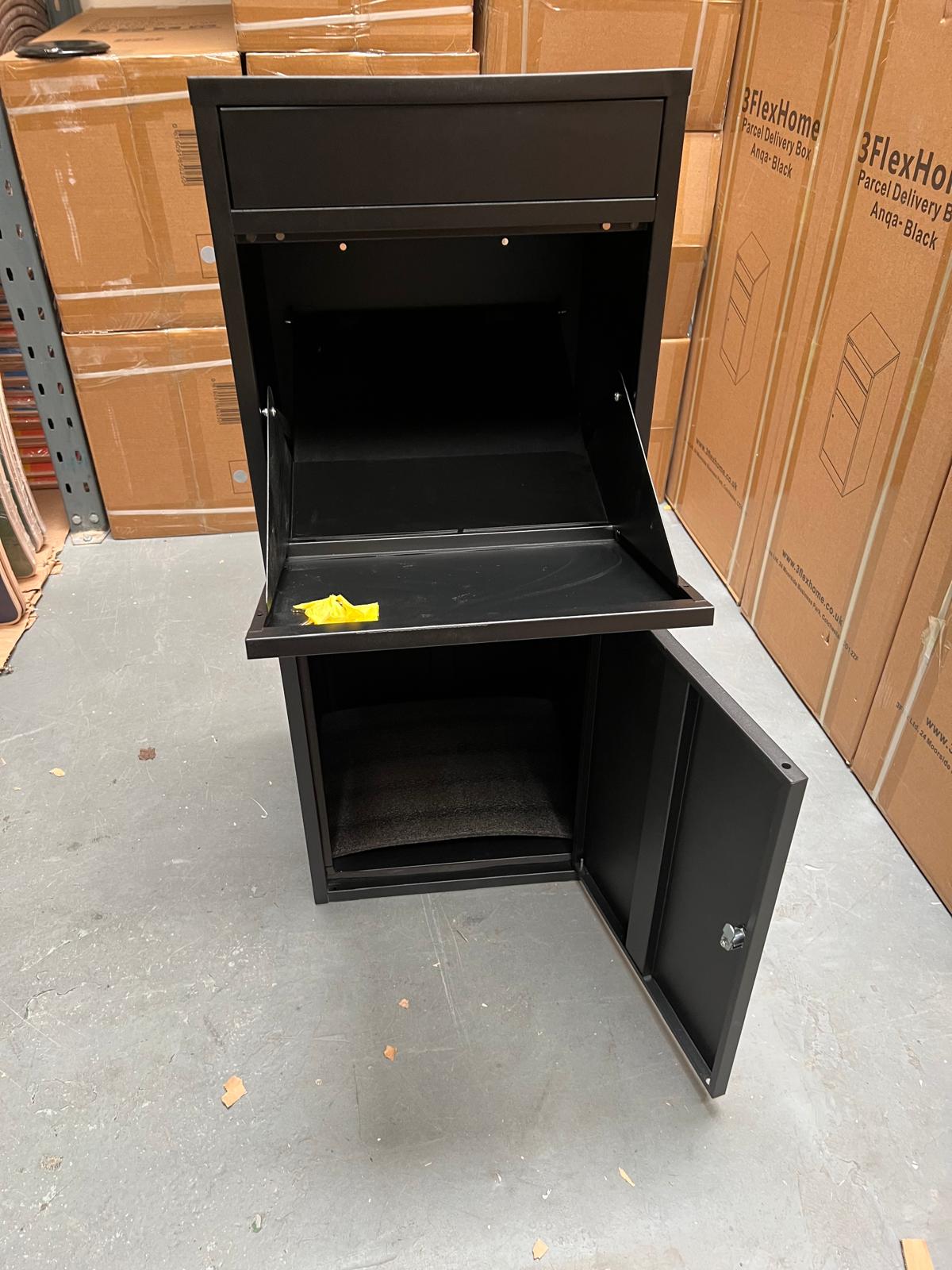 REFURBISHED Anqa Metal Parcel Delivery Box Outdoor - Extra Large (Black)