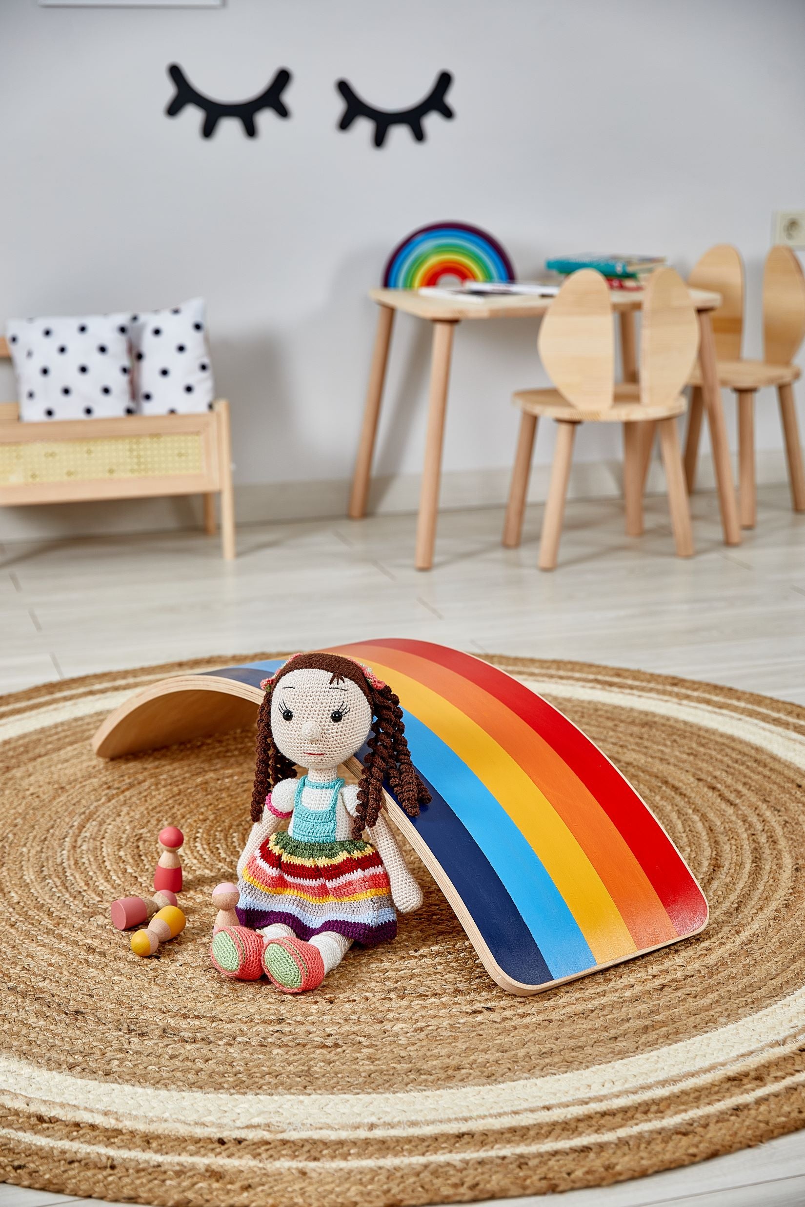 Wooden Balance Board - Rainbow