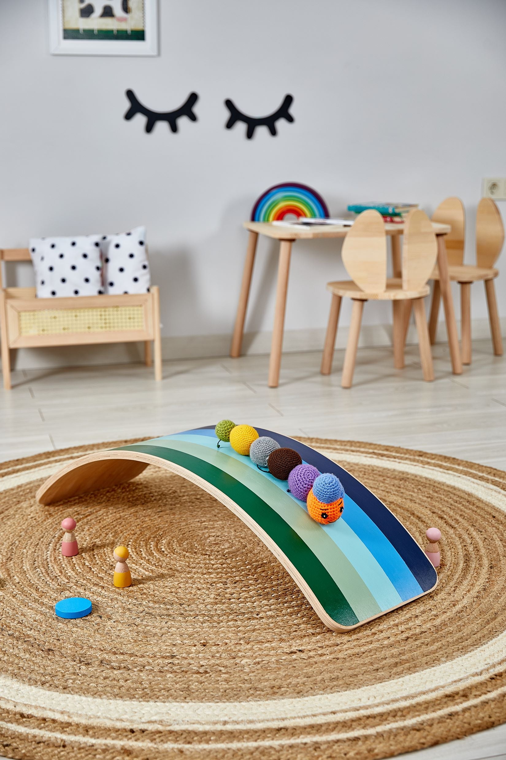 Wooden Balance Board - Aqua