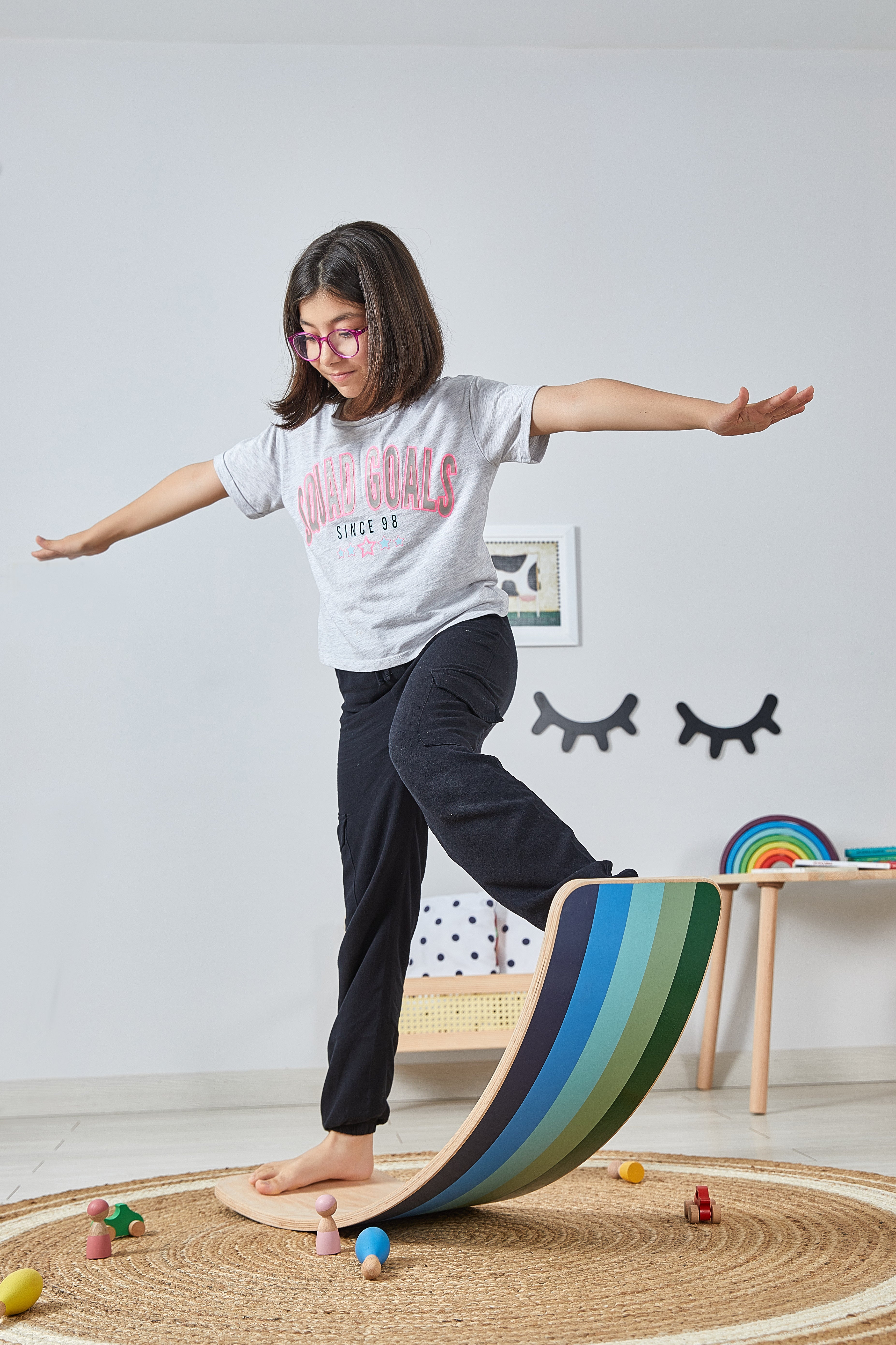 Wooden Balance Board - Aqua