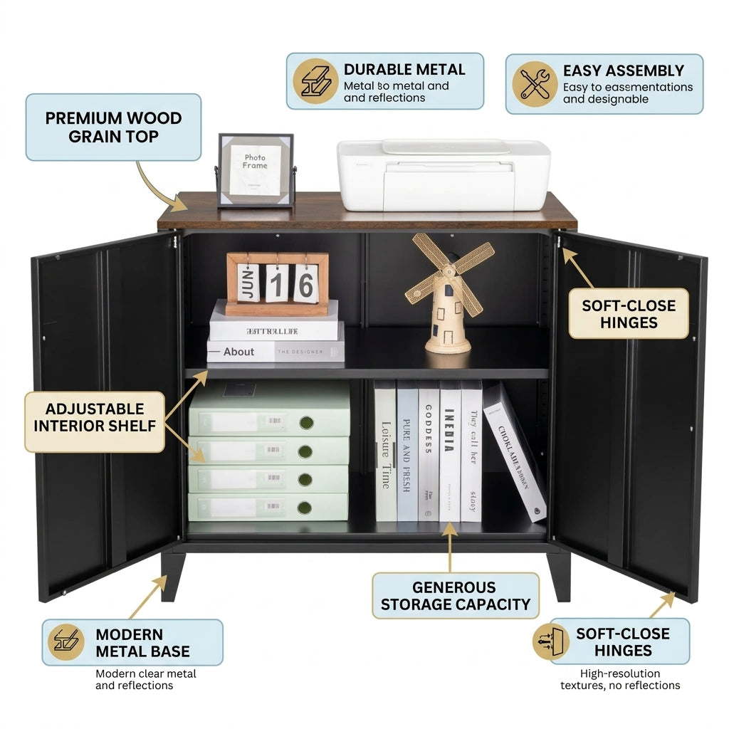 Metal Storage Cupboards, Side Cabinets - Bennu Black