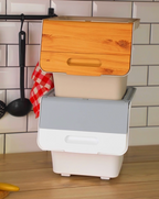 Stackable Storage Organiser Wheeled Toy Box (Grey 3x12LT)